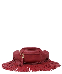 Designer Chic Fringe Waist Bag KL088 RED